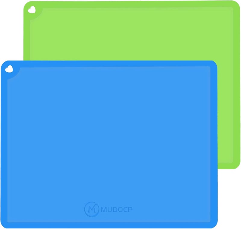 Mudocp Silicone Kids Placemat, Non Slip Toddler Placemats for Dining Table, Reusable Children’s Dining Food Mat, 2Pack,Blue&Green - Image 1